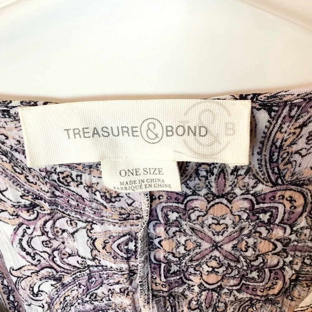 Treasure & Bond Short Sleeve Boho Pullover Swim Beach Coverup - One Size